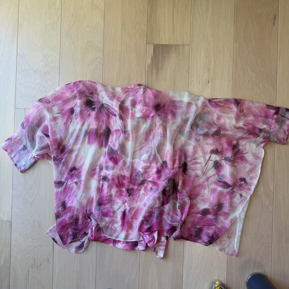 Johnny Was Katia Floral Silk Blouse Women's L/XL Multicolor Oversized Party Glam - Picture 8 of 9